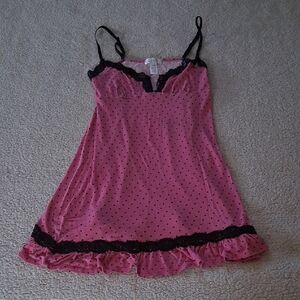 Chic Pink and Black Lace Chemise